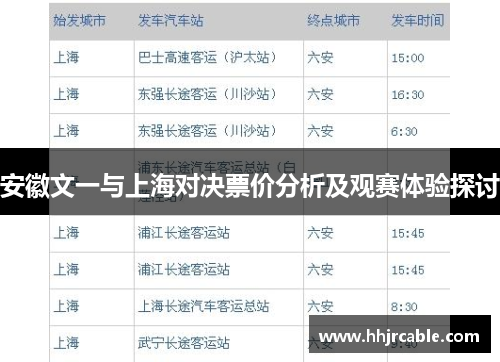 安徽文一与上海对决票价分析及观赛体验探讨